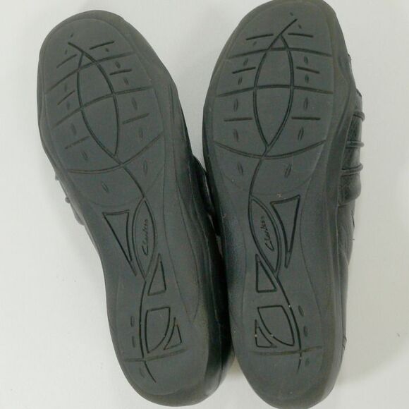 CLARKS ARTISAN black ruched strap leather slip on shoes 6M - Picture 5 of 5